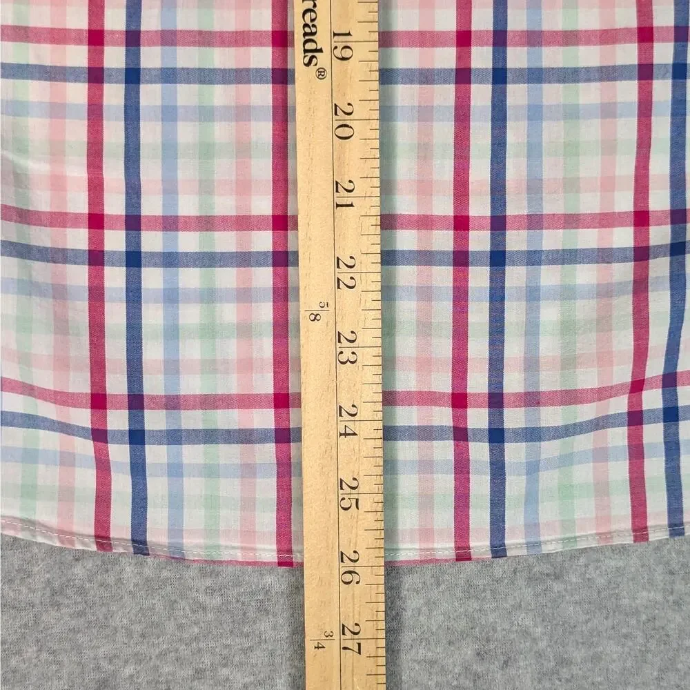 GAP Short Sleeve Button Front Shirt Boys XXL Plaid Poplin Classic Prep Coastal